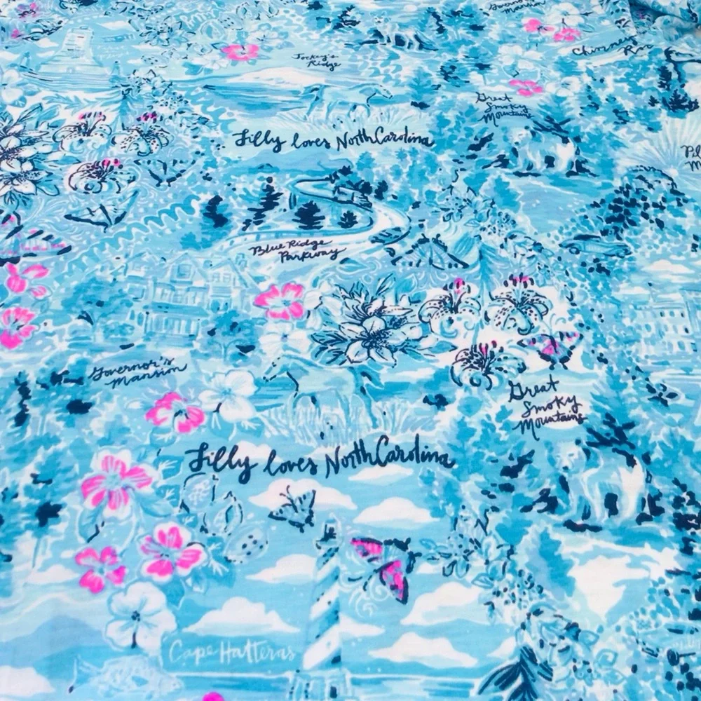 Lilly Pulitzer Etta V-Neck Top-Lilly loves North Carolina Blue Peri NWT In Pack - Picture 6 of 9